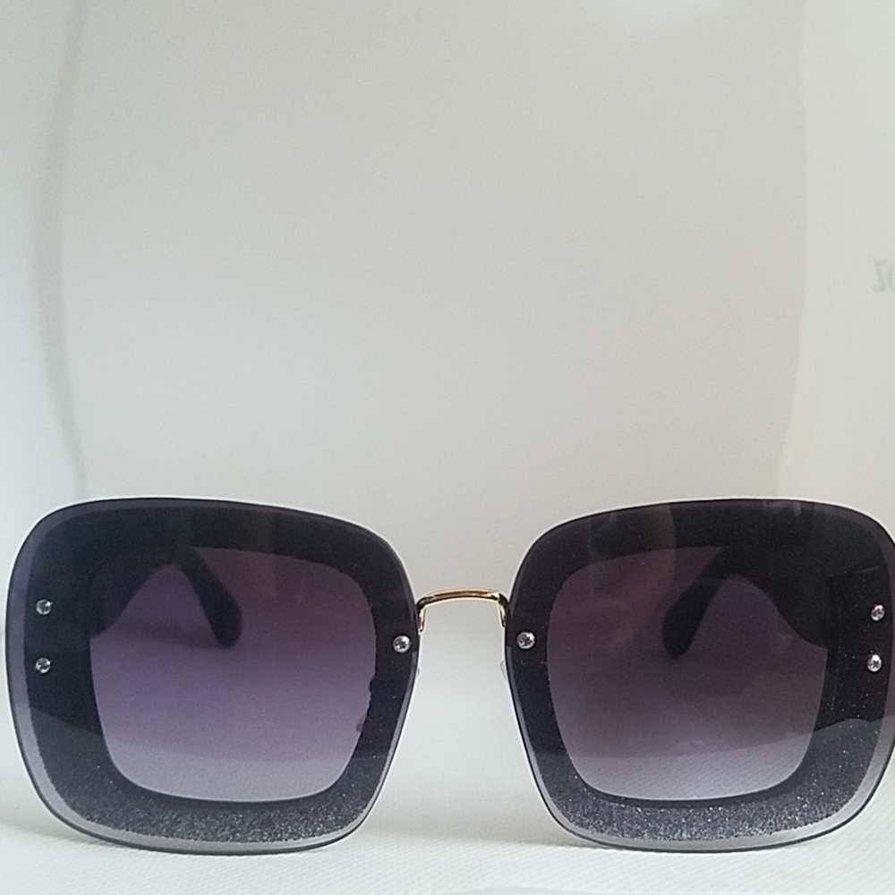 Womens square frames glitter glasses